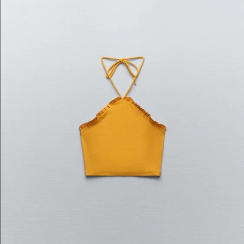 Zara Ribbed Top with Ruffles
